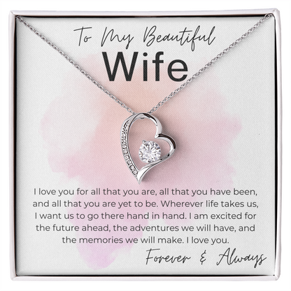 Hand in Hand - Gift for Wife - Heart Pendant Necklace