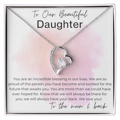 You are a Blessing in Our Lives - Gift for Our Daughter, From Parents - Heart Pendant Necklace