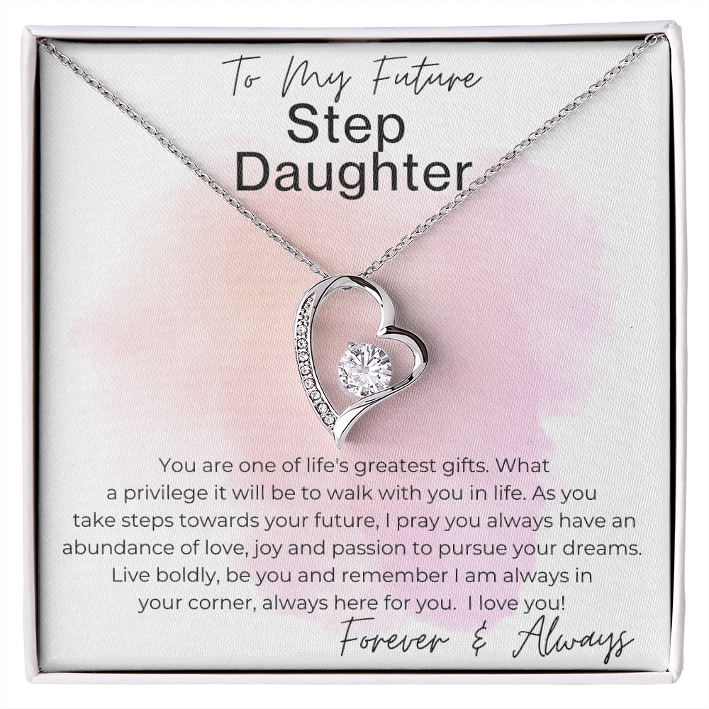 I Am Always In Your Corner - Gift for Future Step Daughter - Heart Pendant Necklace