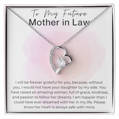 Forever Grateful - Gift for Future Mother in Law - Heart Pendant Necklace