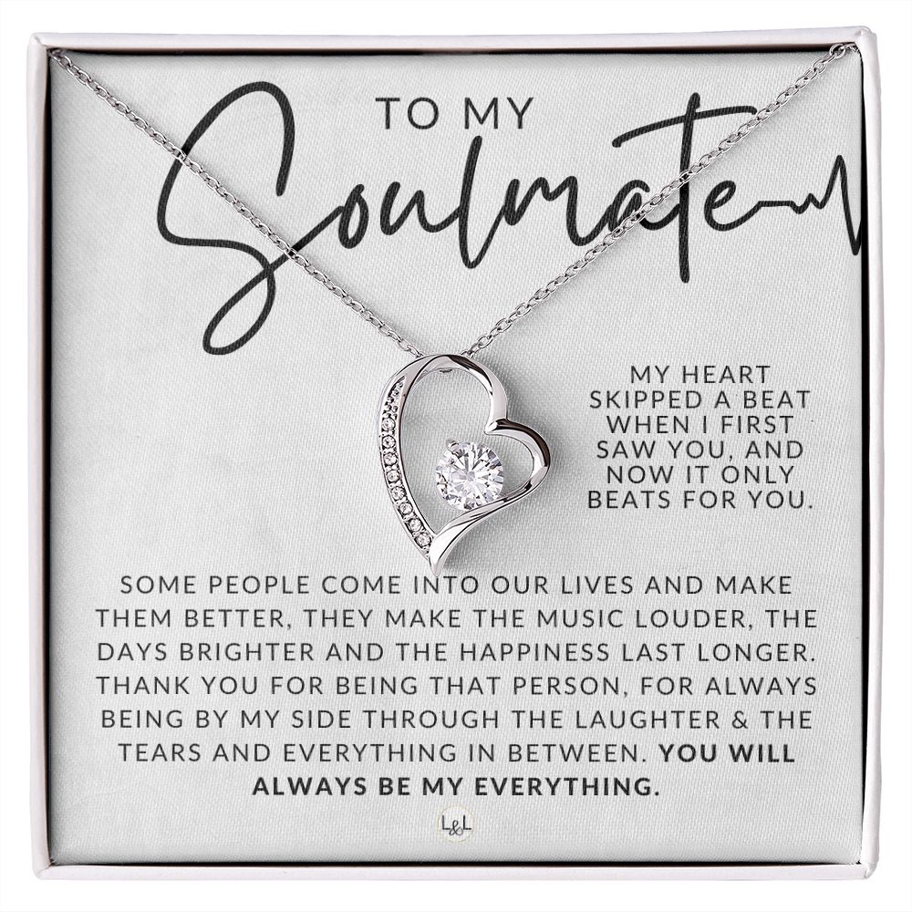 My Soulmate, My Love - Thinking of You - Sentimental and Romantic Gift for Her - Soulmate Necklace - Christmas, Valentine's, Birthday or Anniversary Gifts