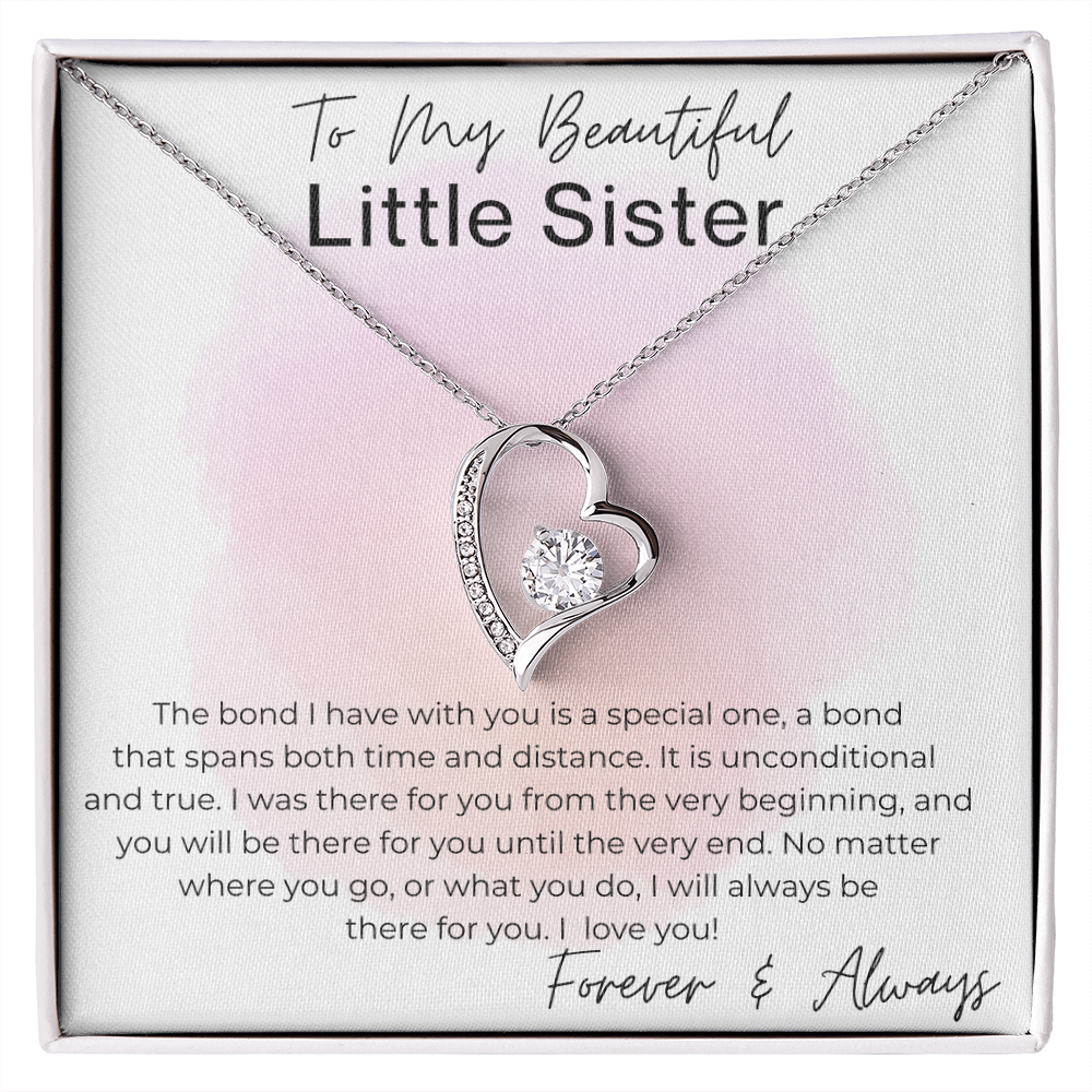 I Will Always Be There - Gift for Little Sister - Heart Pendant Necklace
