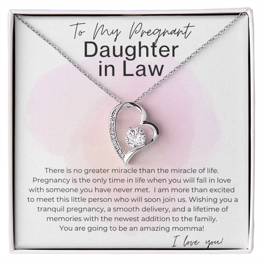 You will be an Amazing Momma - Gift for Pregnant Daughter in Law - Heart Pendant Necklace