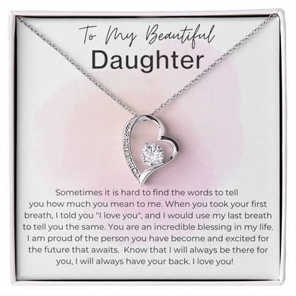 I am Proud of You - Gift to Daughter from Dad - Heart Pendant Necklace
