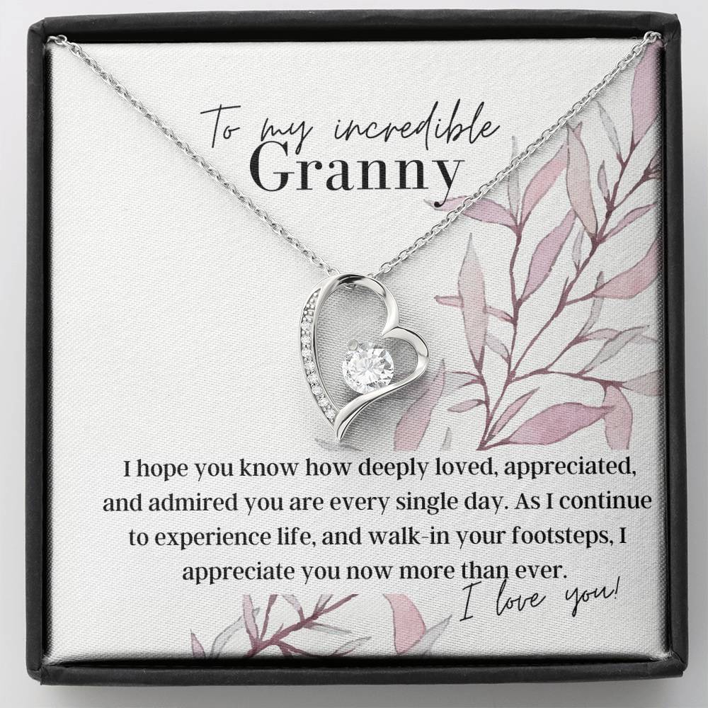 To My Incredible Granny  - Forever Love - Pendant Necklace