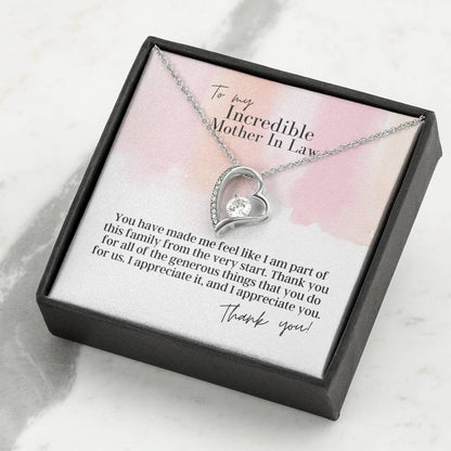 To My Incredible Mother In Law - Forever Love - Pendant Necklace