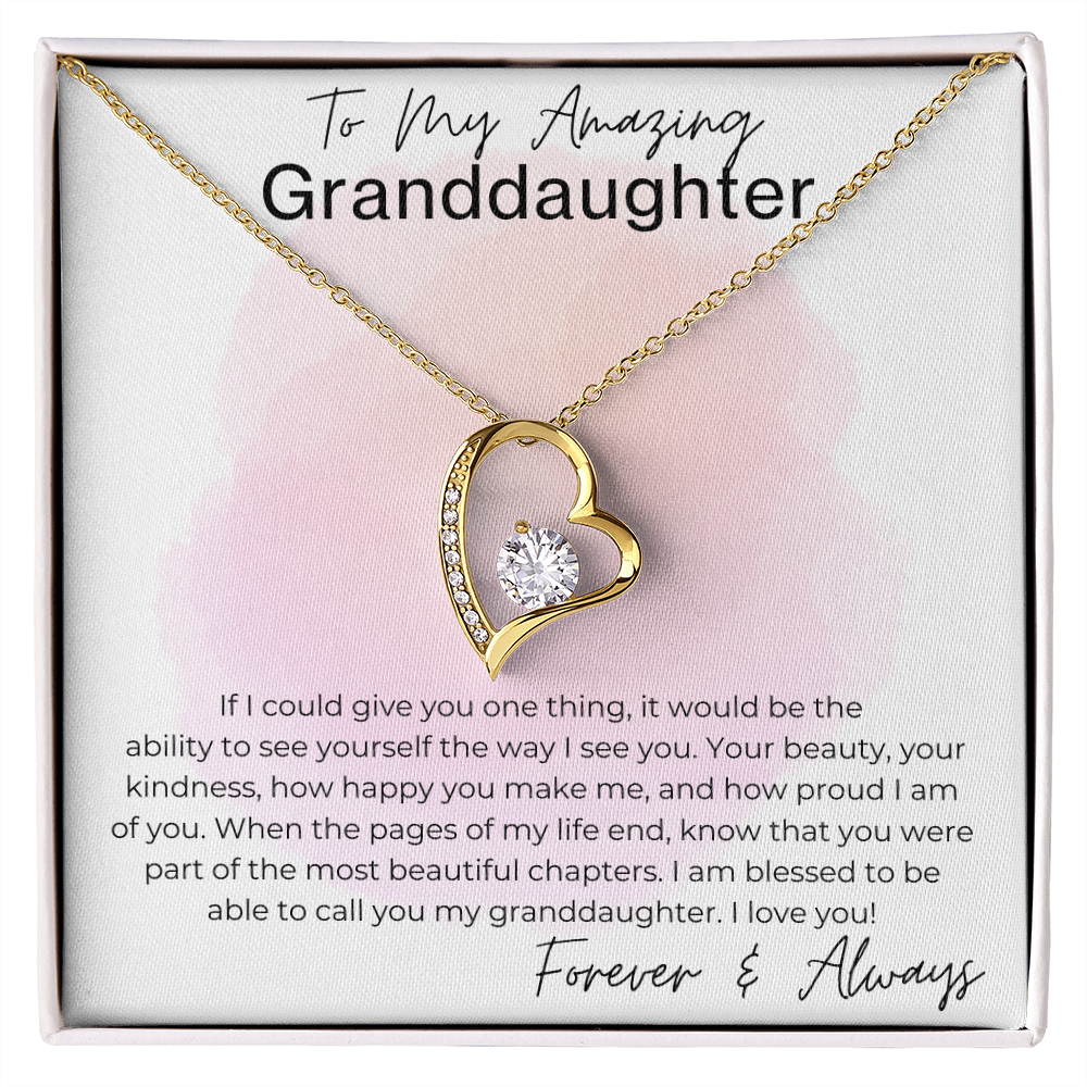 You are Beautiful and Kind - Gift for Granddaughter - Heart Pendant Necklace