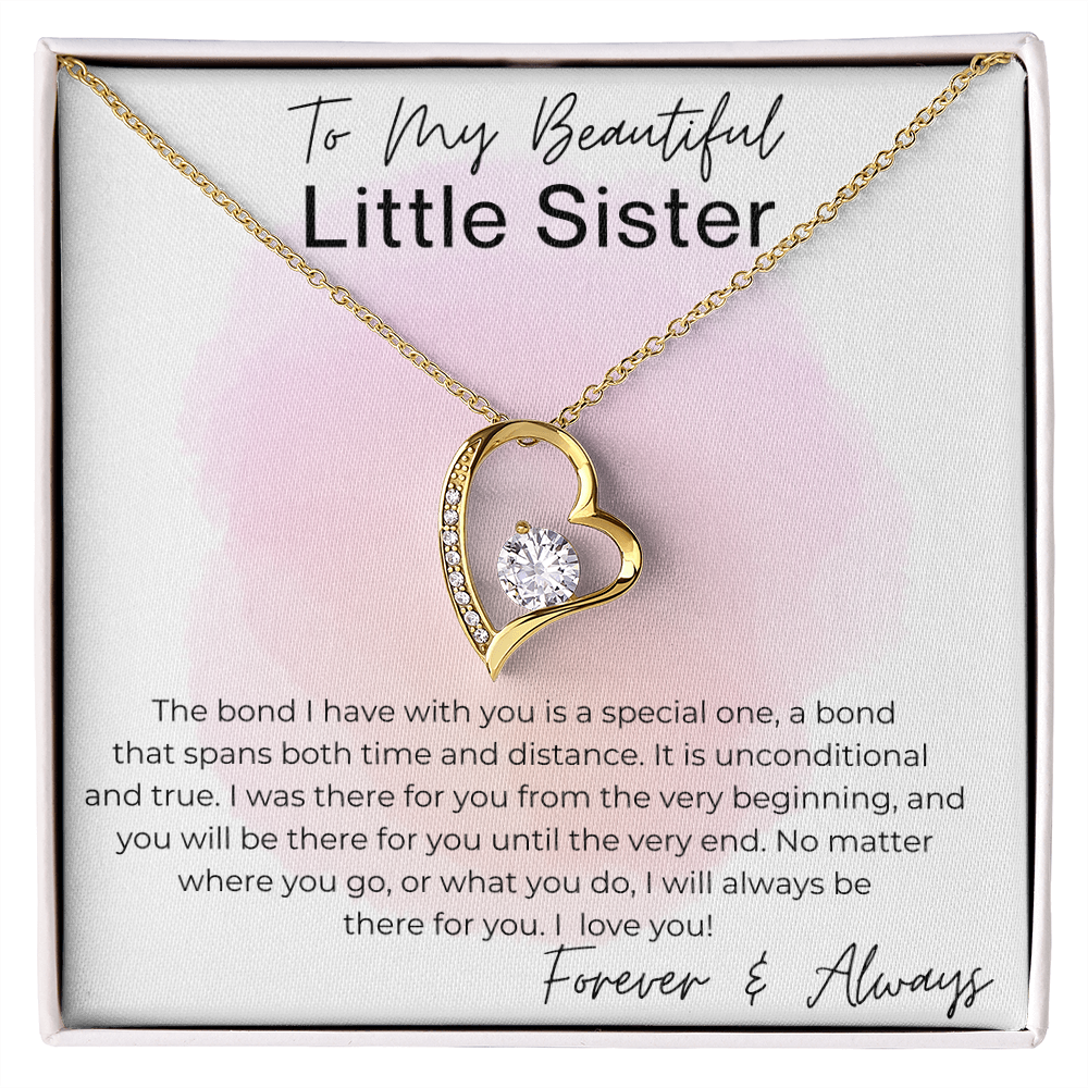 I Will Always Be There - Gift for Little Sister - Heart Pendant Necklace