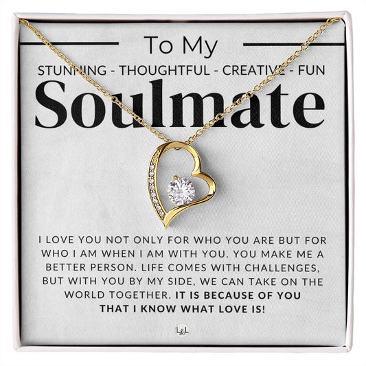 My Stunning Soulmate - Thinking of You - Sentimental and Romantic Gift for Her - Soulmate Necklace - Christmas, Valentine's, Birthday or Anniversary Gifts