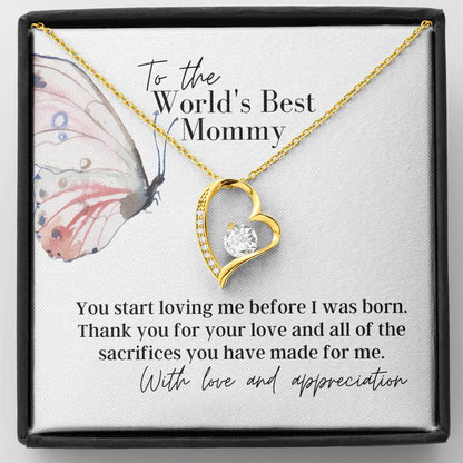 To the World's Best Mommy  - Forever Love - Pendant Necklace