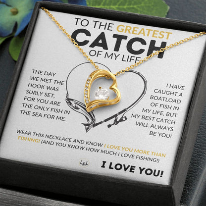 The Hook Was Set - Fishing Partner Necklace for Your Wife, Fiancée, or Girlfriend - Fishing Gift for Her from A Man Who Loves Fishing -  Christmas, Valentine's, Birthday or Anniversary Gifts