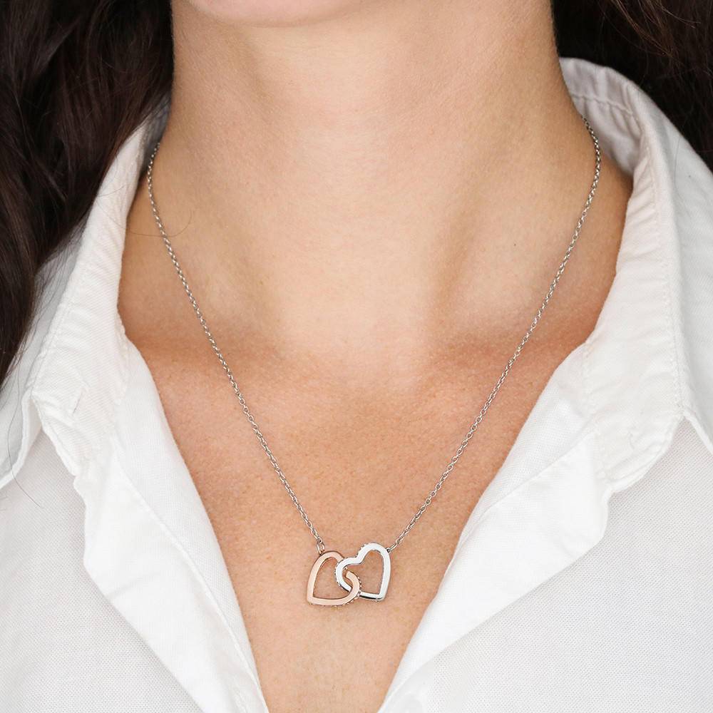 To My Bonus Daughter, With Love - Interlocking Hearts - Pendant Necklace
