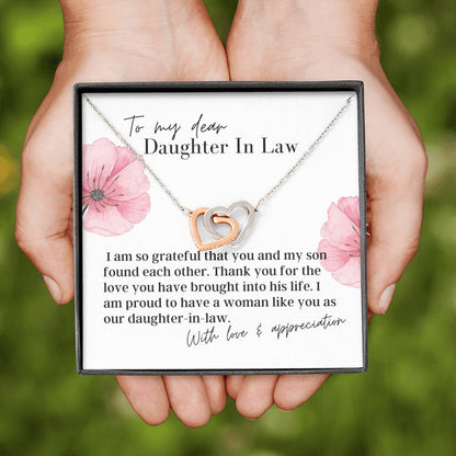 To My Dear Daughter In Law - Interlocking Hearts - Pendant Necklace