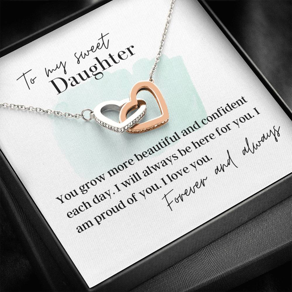 To My Sweet Daughter - Interlocking Hearts - Pendant Necklace