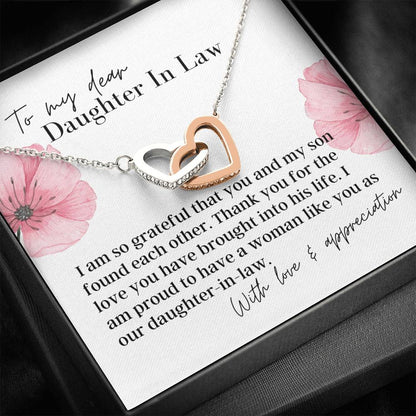To My Dear Daughter In Law - Interlocking Hearts - Pendant Necklace