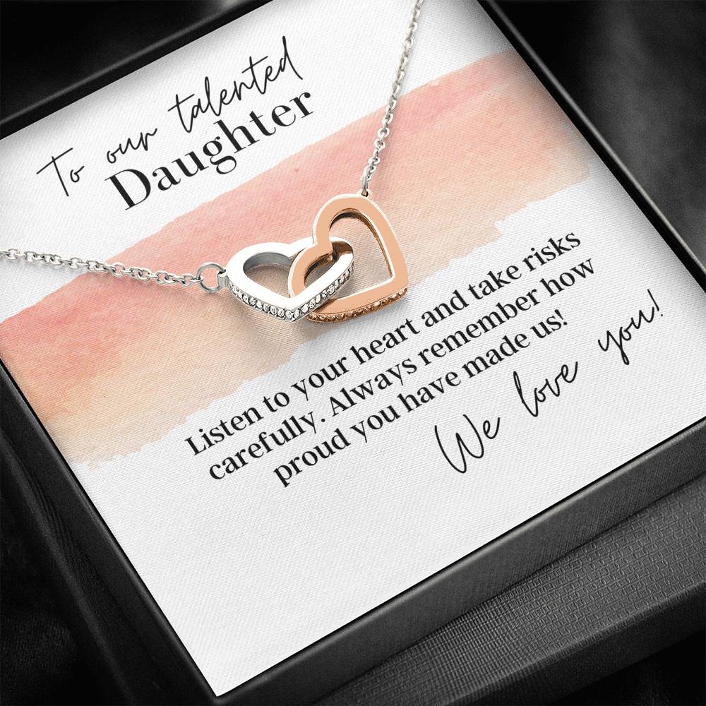 To Our Talented Daughter - Interlocking Hearts - Pendant Necklace