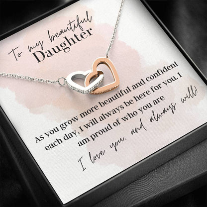 To My Beautiful Daughter - Interlocking Hearts - Pendant Necklace
