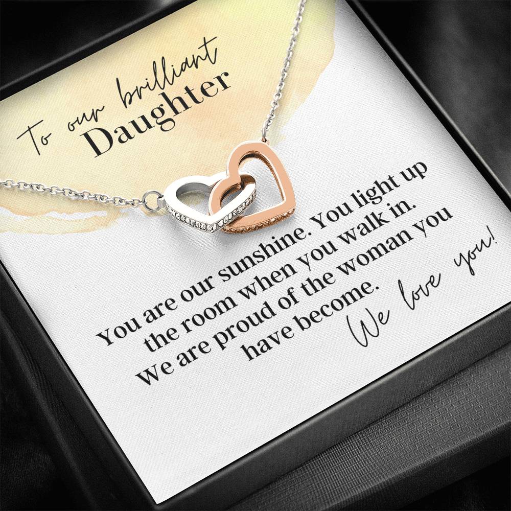 To Our Brilliant Daughter - Interlocking Hearts - Pendant Necklace