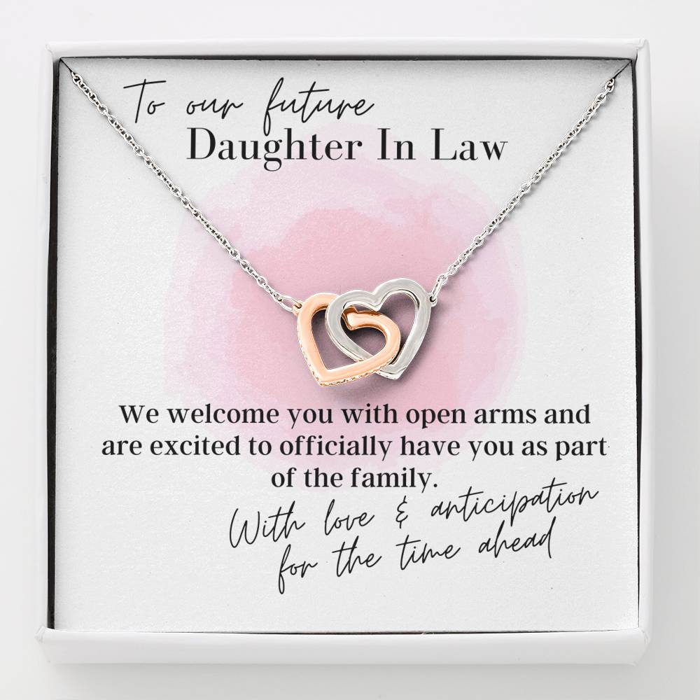 To Our Future Daughter In Law, With Our Love  - Interlocking Hearts - Pendant Necklace