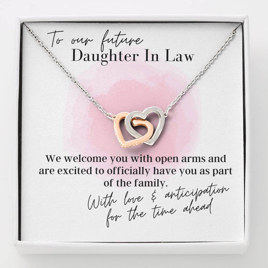 To Our Future Daughter In Law, With Our Love  - Interlocking Hearts - Pendant Necklace
