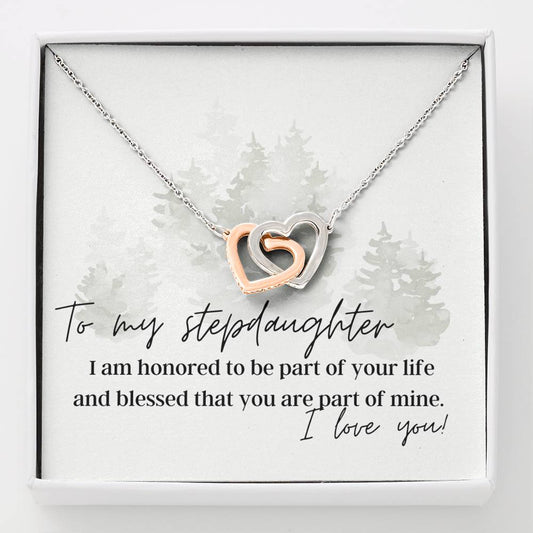 To My Step Daughter - Interlocking Hearts - Pendant Necklace
