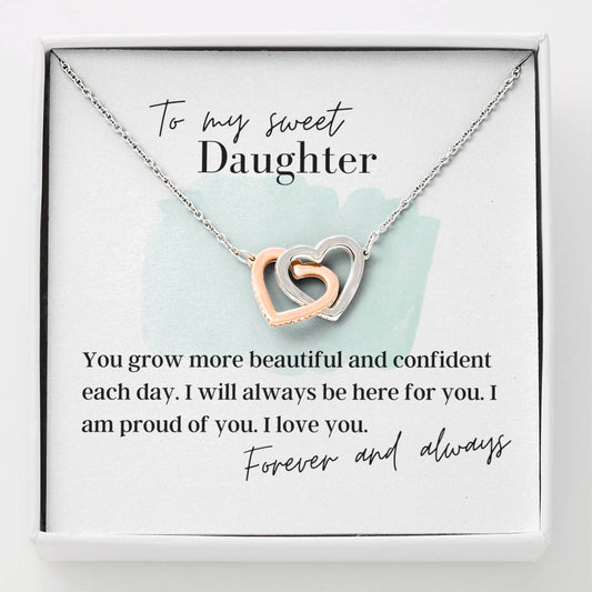 To My Sweet Daughter - Interlocking Hearts - Pendant Necklace