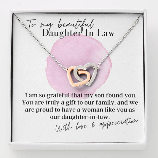 To My Beautiful Daughter In Law - Interlocking Hearts - Pendant Necklace