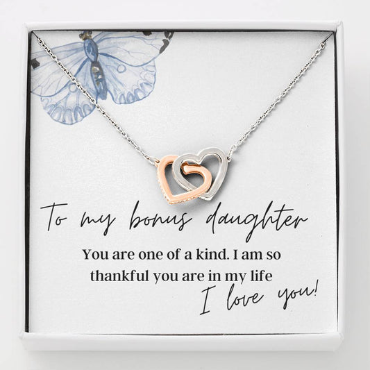 To My Bonus Daughter - Interlocking Hearts - Pendant Necklace