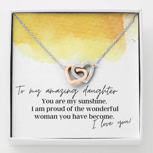 To My Amazing Daughter - Interlocking Hearts - Pendant Necklace