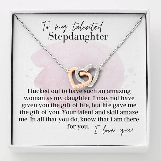 To My Talented Stepdaughter, With Love - Interlocking Hearts - Pendant Necklace