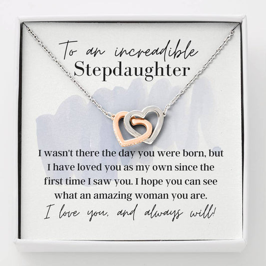 Stepdaughter Gift - Interlocking Hearts Pendant Necklace - Family Jewelry