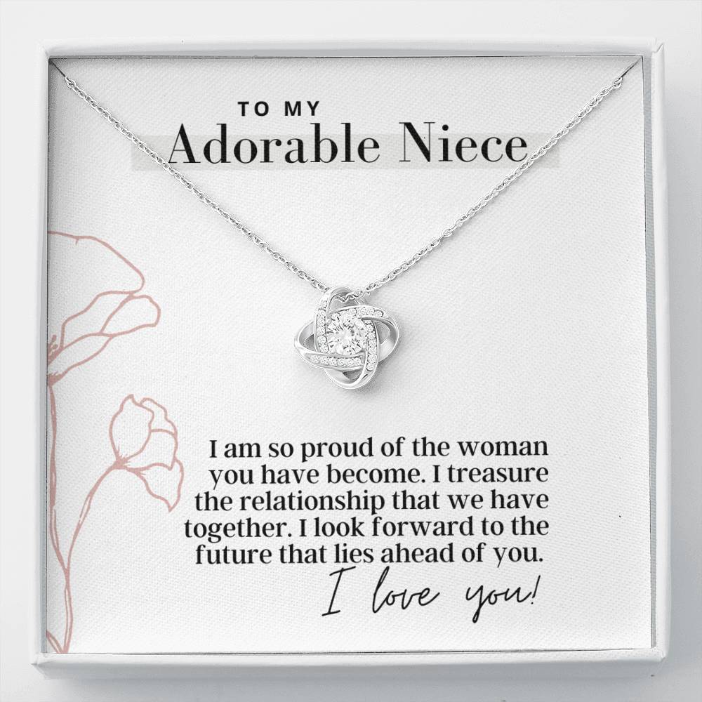 To My Adorable Niece -  Love Knot - Pendant Necklace - The Perfect Gift