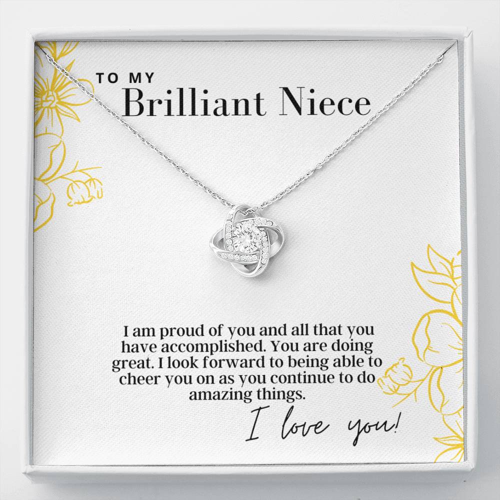To My Brilliant Niece -  Love Knot - Pendant Necklace - The Perfect Gift