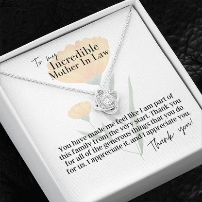 To My Incredible Mother In Law - Love Knot Pendant Necklace - The Perfect Gift for Your Mother In Law