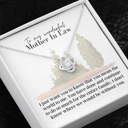 To My Wonderful Mother In Law - Love Knot Pendant Necklace - The Perfect Gift for Your Mother In Law