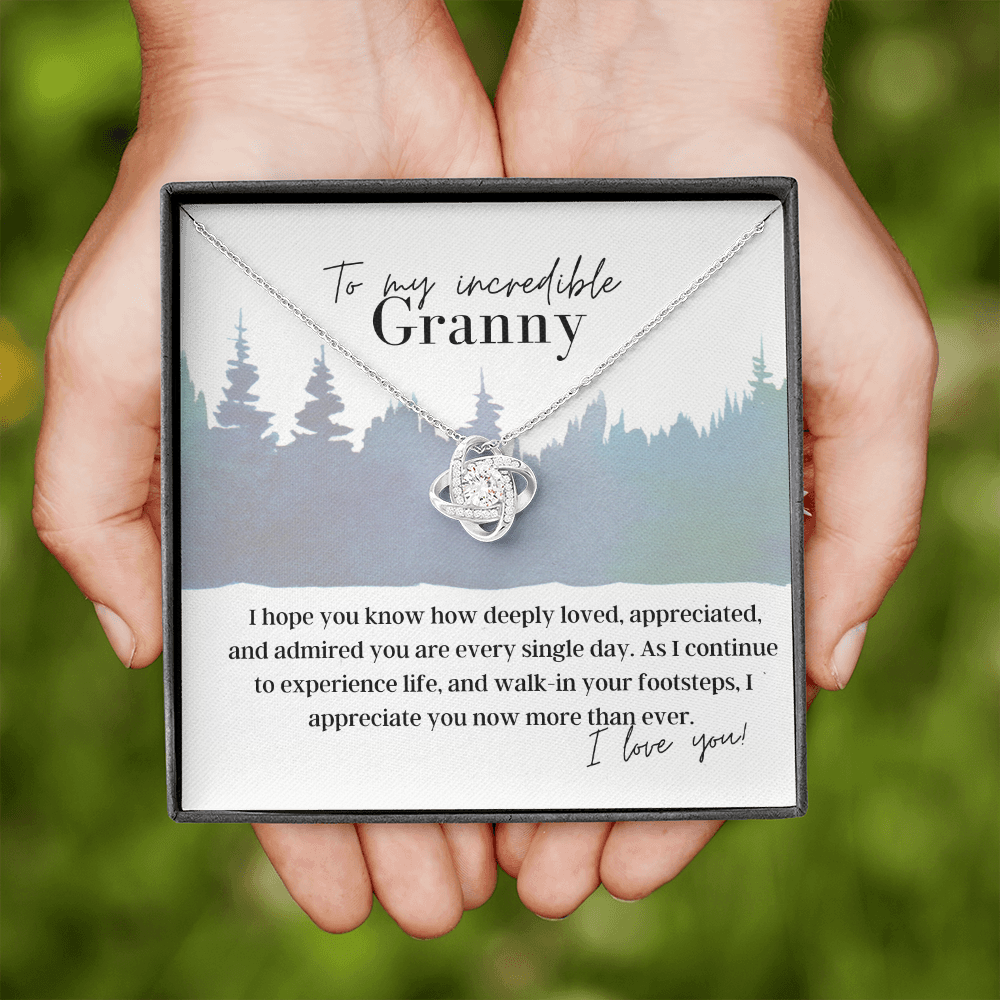 To My Incredible Granny  - Love Knot Pendant Necklace - The Perfect Gift for Your Granny
