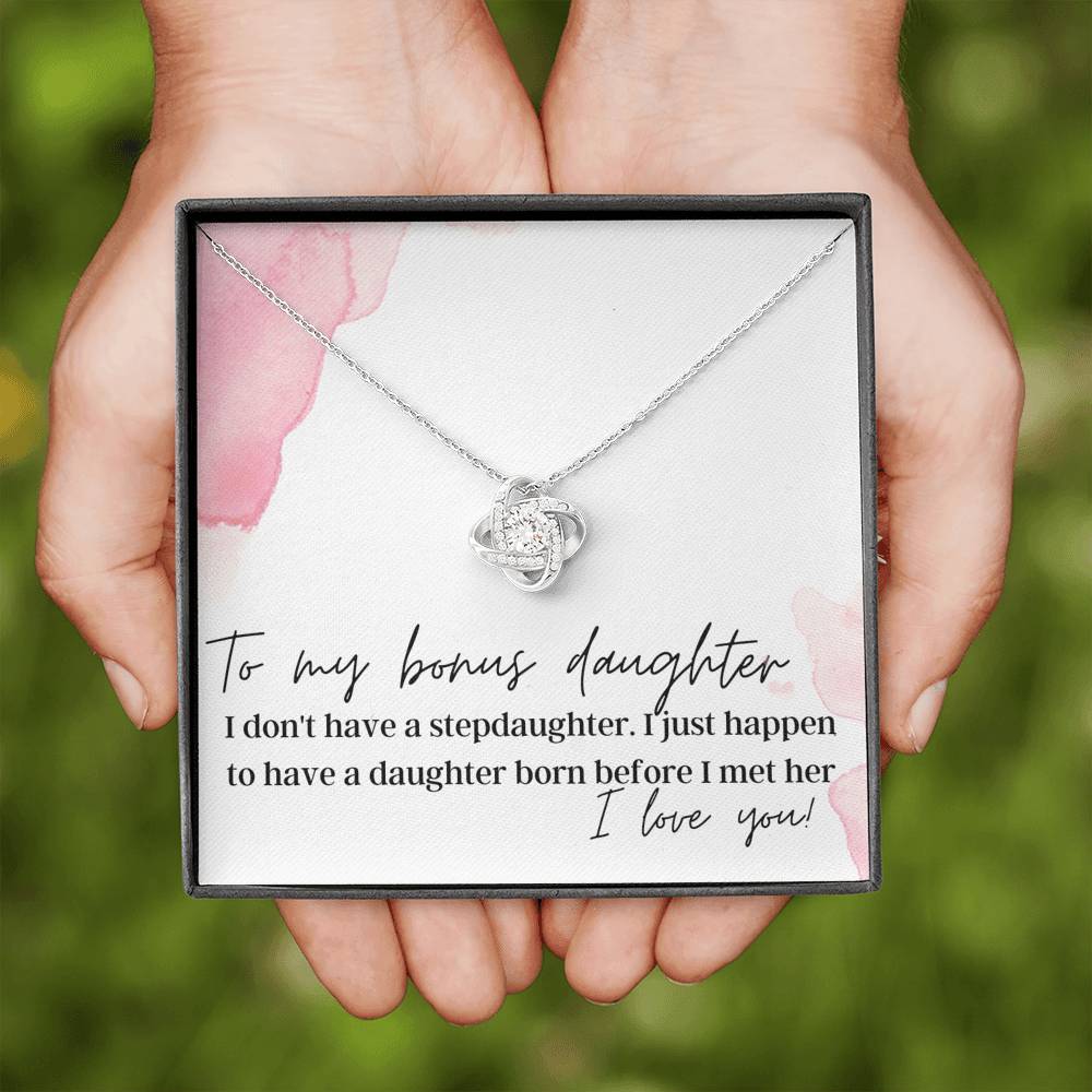 To My Bonus Daughter, With Love - Love Knot - Pendant Necklace