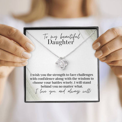 To My Beautiful Daughter, With Love - Love Knot - Pendant Necklace
