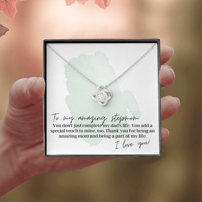 To My Amazing Step Mom, I Love You - Love Knot Pendant Necklace - The Perfect Gift for Your Step Mom