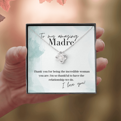 To My Amazing Madre - Love Knot Pendant Necklace - The Perfect Gift for Your Mardre