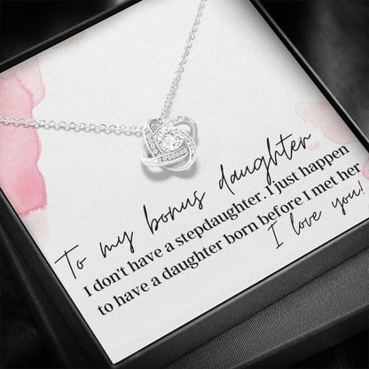 To My Bonus Daughter, With Love - Love Knot - Pendant Necklace