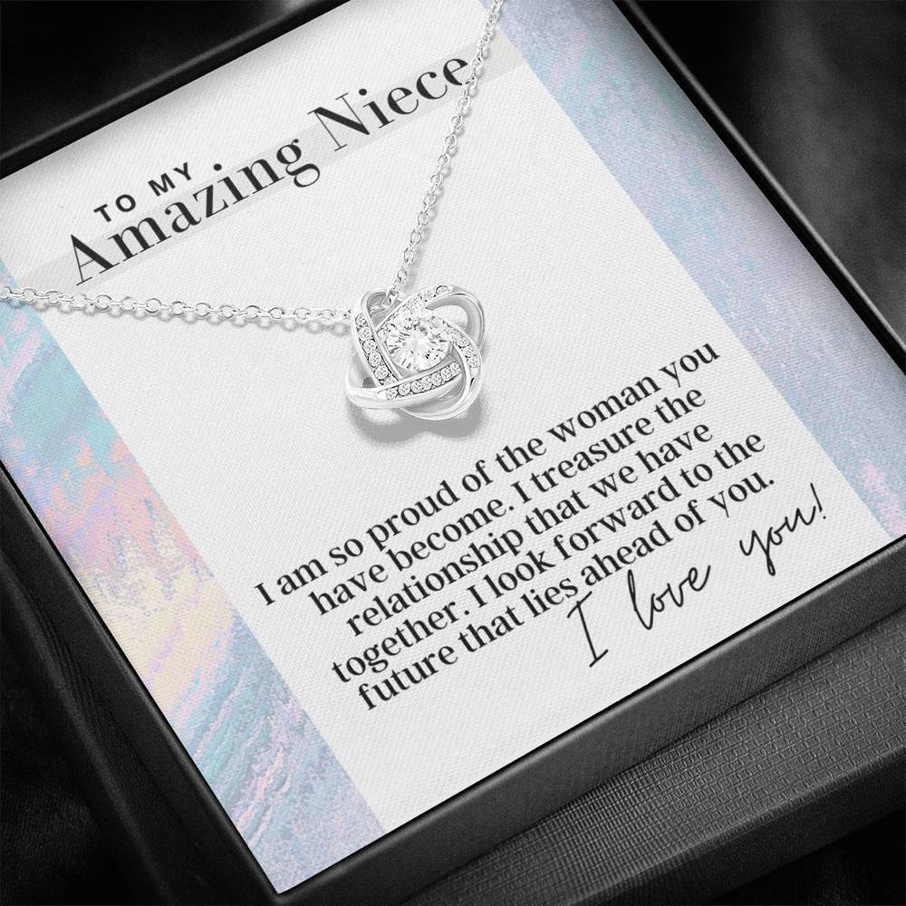 To My Amazing Niece -  Love Knot - Pendant Necklace - The Perfect Gift