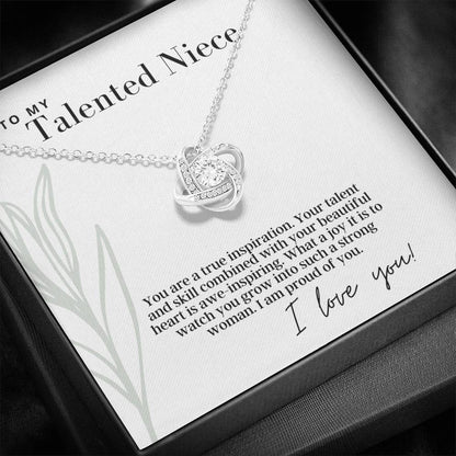 To My Talented Niece -  Love Knot - Pendant Necklace - The Perfect Gift