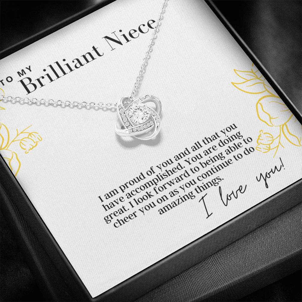 To My Brilliant Niece -  Love Knot - Pendant Necklace - The Perfect Gift