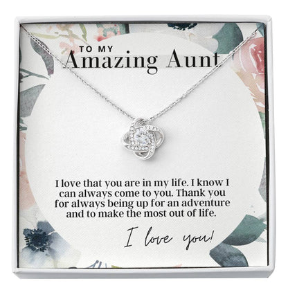 To My Amazing Aunt -  Love Knot - Pendant Necklace - The Perfect Gift For Aunt