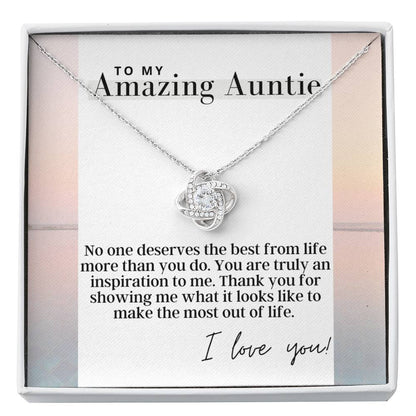 To My Amazing Auntie -  Love Knot - Pendant Necklace - The Perfect Gift For Aunt