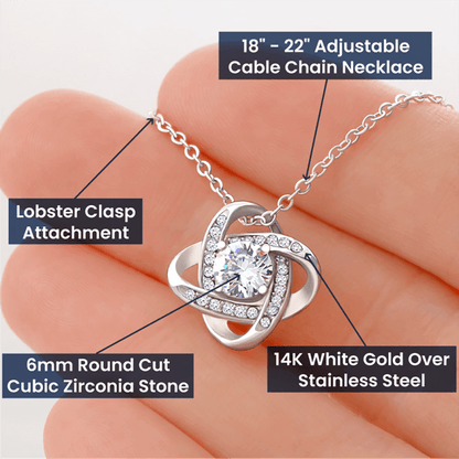 To My Awe-Inspiring Bonus Mom - Love Knot Pendant Necklace - The Perfect Gift for your Bonus Mom