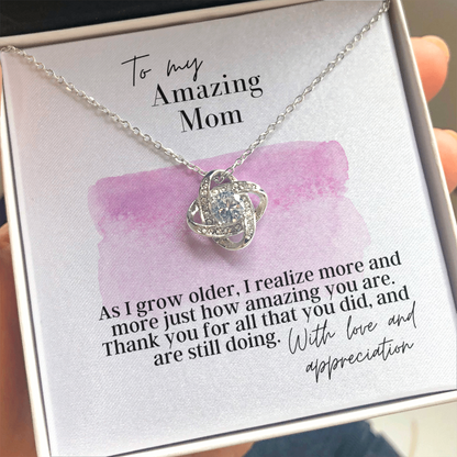To My Amazing Mom - Love Knot Pendant Necklace - The Perfect Gift for Your Mom