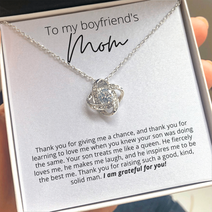 To My Boyfriend's Mom, Thank You for Raising a Solid Man - Knot Pendant Necklace - For Your Boyfriends Mom