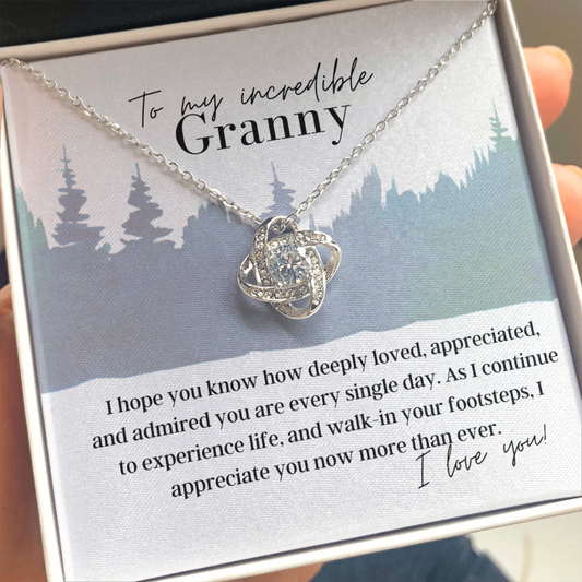 To My Incredible Granny  - Love Knot Pendant Necklace - The Perfect Gift for Your Granny